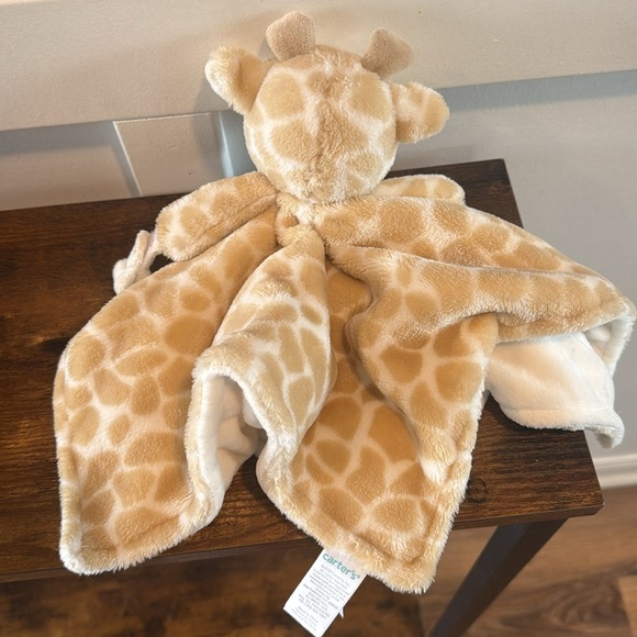 Carter's Giraffe Lovey Security Blanket Pacifier Holder Tan White Soft Plush - Picture 4 of 7